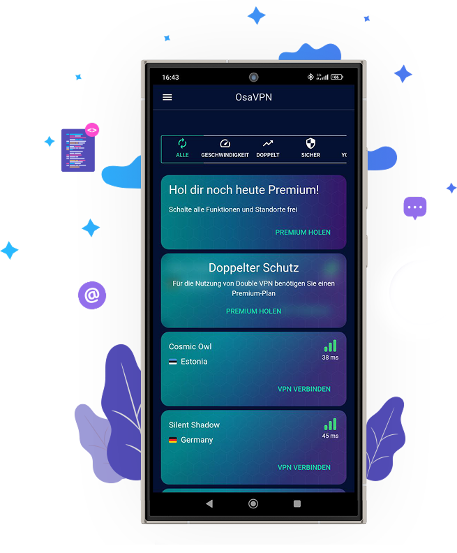 German OsaVPN app illustration